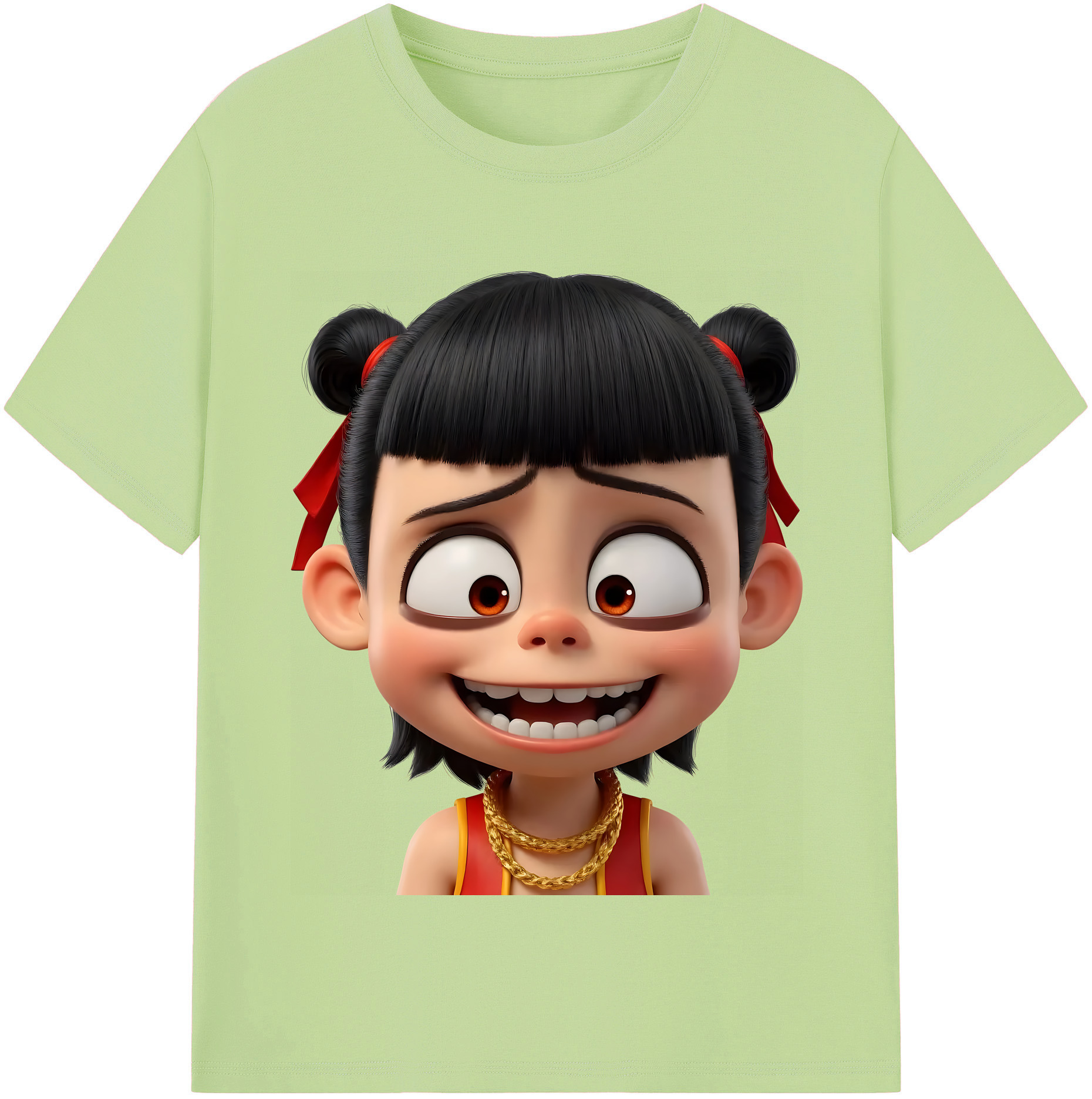 （画像用） Ne Zha 2 ナタ 魔童の大暴れ 綿100％半袖Tシャツ（フロントプリント）